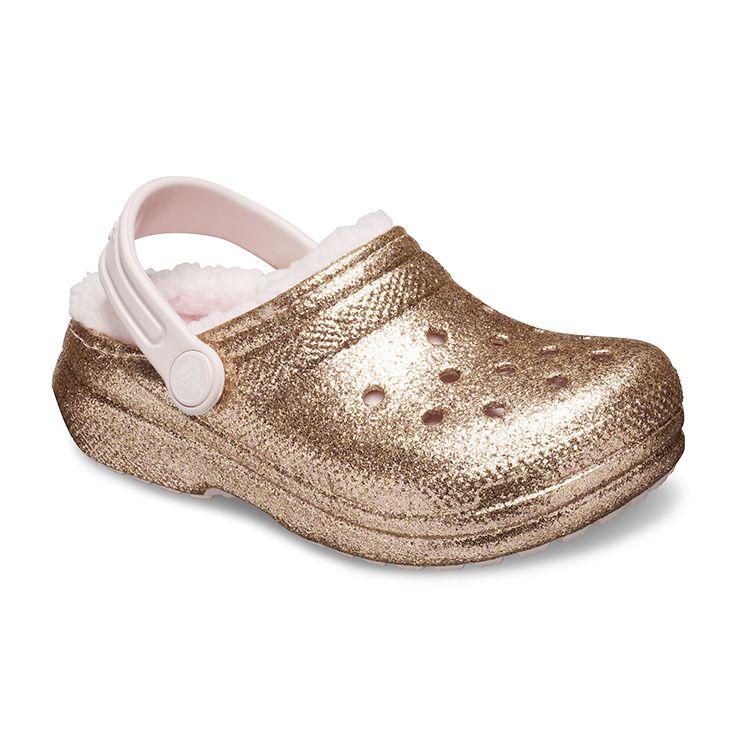 Crocs Classic Clog Fleece Lined Durable Cotton Sandals Kids Sandals Gold Pink 205937-2UB