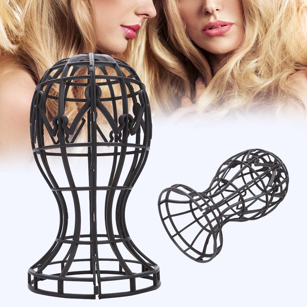 ABS Foldable Wig Display Support Stand Professional Holder Folding Wig Air Dry(Black)