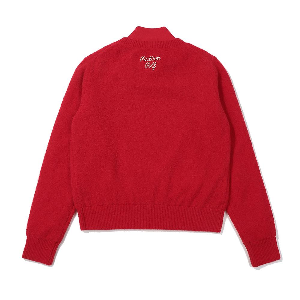 MALBON GOLF Mock Neck Windproof Sweater Red (Woman)