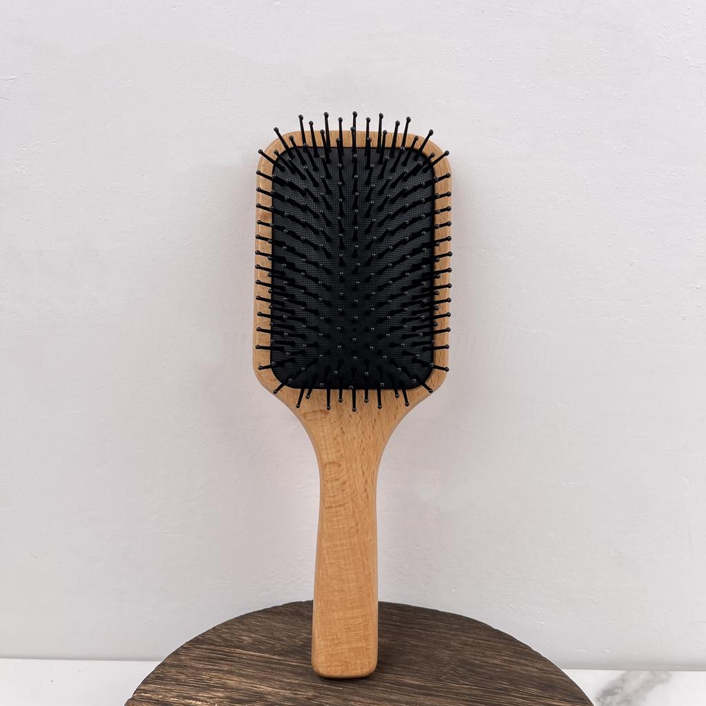Manufacturer Beech Wood Anti-Static Hairbrush Detangle Brush Scalp Massage Comb Paddle Air Cushion Styling Tools for Women Men