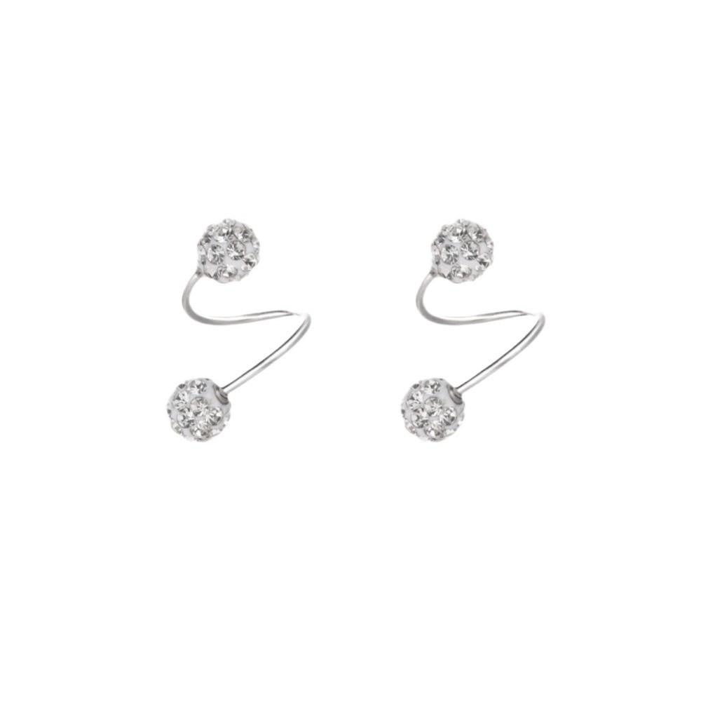 1 Pair Double-ended Stud Earrings Spiral Piercings Luxury Earrings Rhinestone Earrings  Women