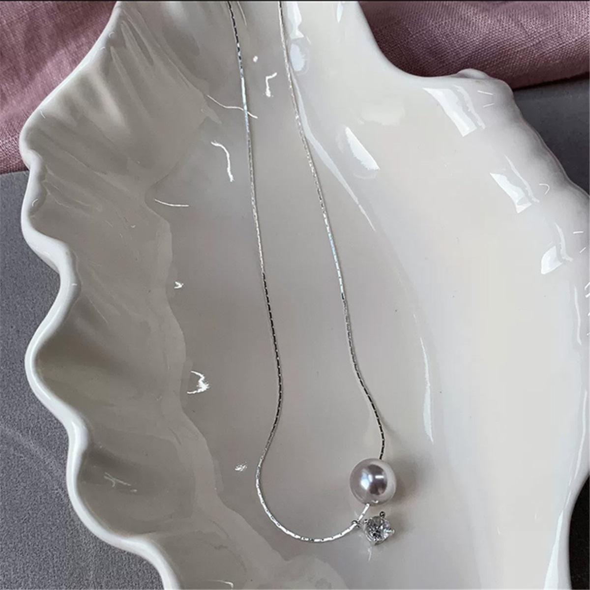 

Tooxika Французская Нежная Элегантность Розовый Жемчуг Цирконий Ожерелье Легкая Роскошь Изысканное Девичье Ощущение Наслаиваемая Цепочка на Ключицу