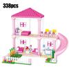 1018 Pcs City 1 Change 3 Summer Double-storey Villa House Slide Building Blocks Friends DIY Garden Flower Figures Bricks Toys