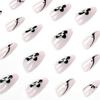 24Pcs/Set Quick Nails Simple French Black And White Flowers False Nials Sticker Wearable Waterproof Manicure Finished Nails