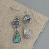 Vintage Ethnic Antique Flower Synthetic Turquoise Pendant Earrings For Birthday Parties Fashionable Jewelry Customization Gifts