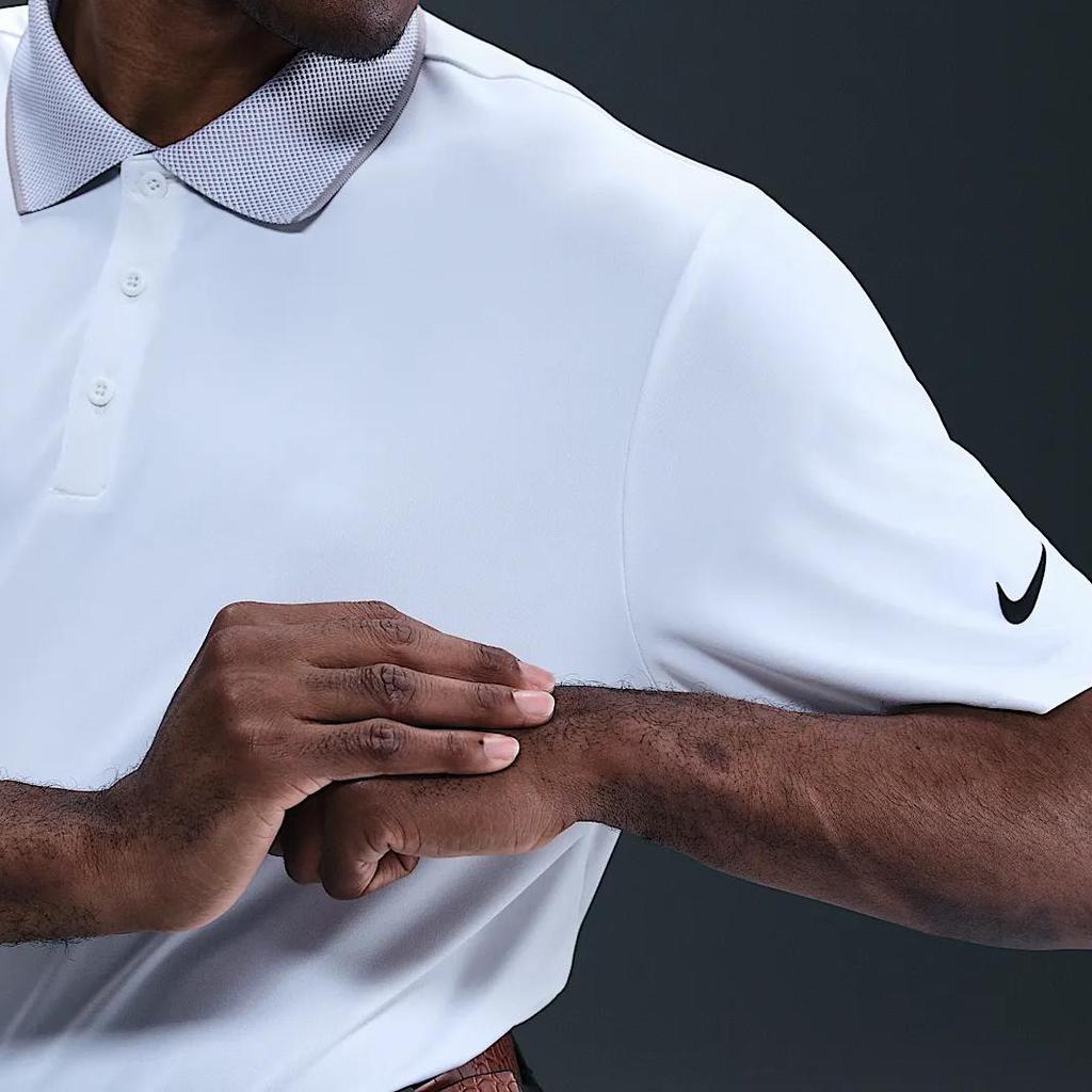 Nike Dri-Fit SS25 Tour Comfortable Soft Versatile Trendy Solid Color Golf Shirt Men Tops White IB1455-100