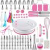 Nordic Baking Set: 137-Piece Home Cake Tools with Piping Bags, Stainless Steel Tips, and Turntable