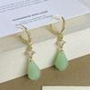 Green Teardrop Stone Earrings: Retro Chinese Style, Simple Niche Design, Versatile Accessory