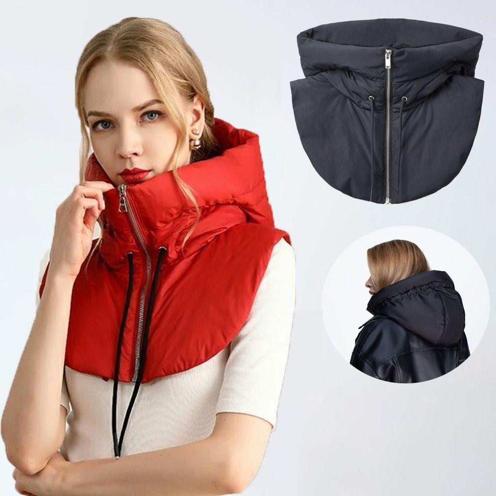 Kordelzug Schal Sturmhaube Mütze Ultraleichter Mantel Kurz Tank Top Falsche Hohe Kragen Damen