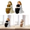 Girl Hold Dog Statue Desk Ornament Resin Sculpture Friendship Figure Crafts