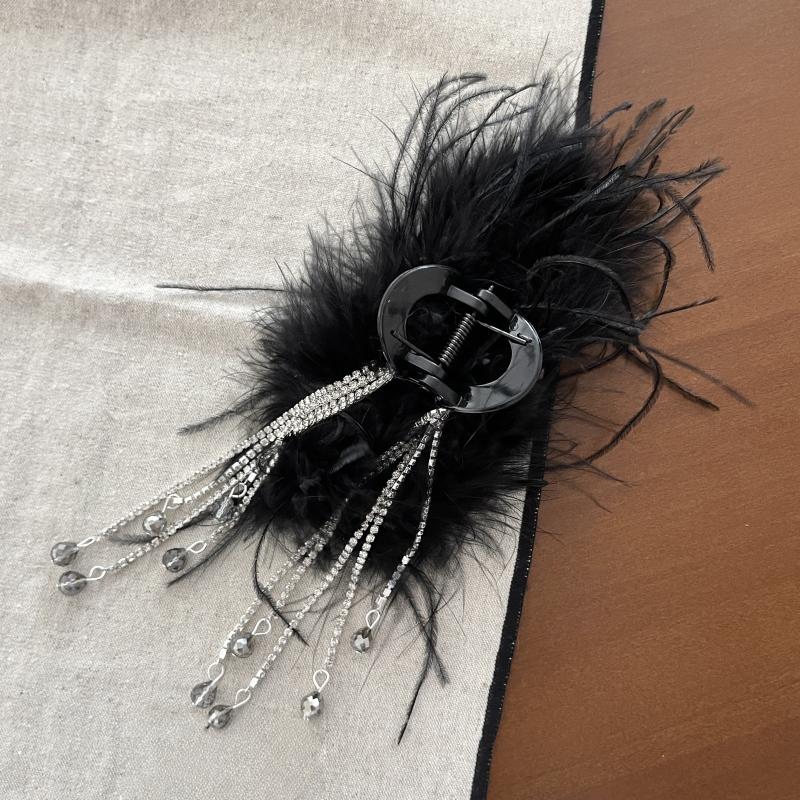 

Elegant Fashion Princess Feather Hairpin For Women Hair Claw Headdress Tassels Long Grab Clip Female Hair Accessories ONESIZE