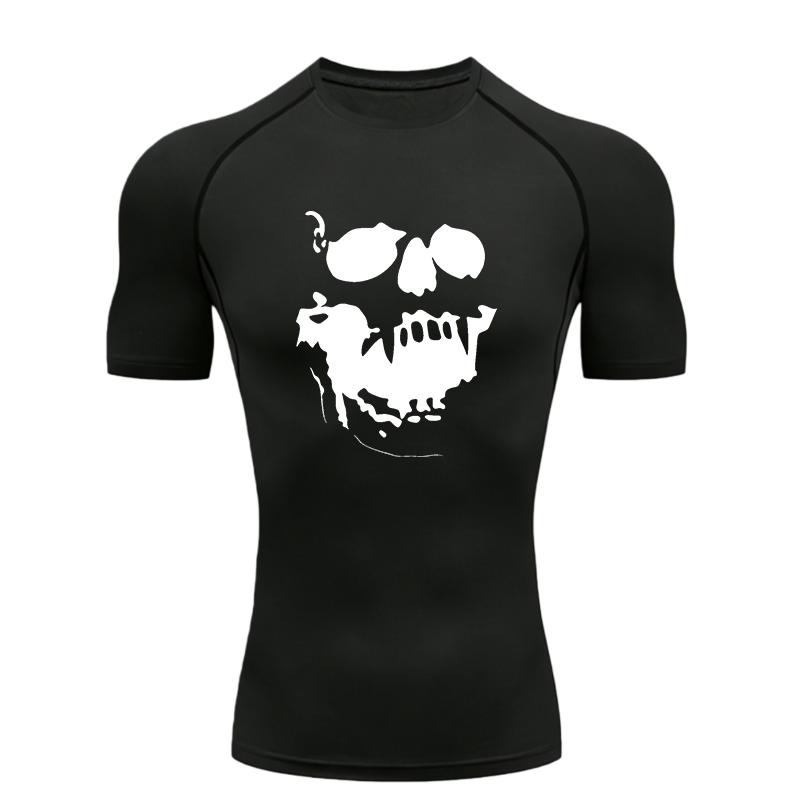 Skeleton Men's Sports T-Shirt Training Gym Jogging Running Workout Compression Rashgard Tops Tee Quick Dry Short Sleeve T Shirt