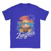 Tanzania Zanzibar Africa Tramonto Spiaggia delle Palme Stile di Vita e Cocco Maglietta Estate Cotone Manica Corta Abbigliamento Vintage