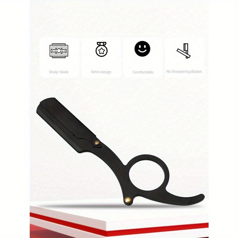 

1 шт. Мужская ручная бритва из нержавеющей стали с подставкой для бритвы, новый комплект для бритья с двусторонним складным лезвием для бритья, подравнивания чёрный