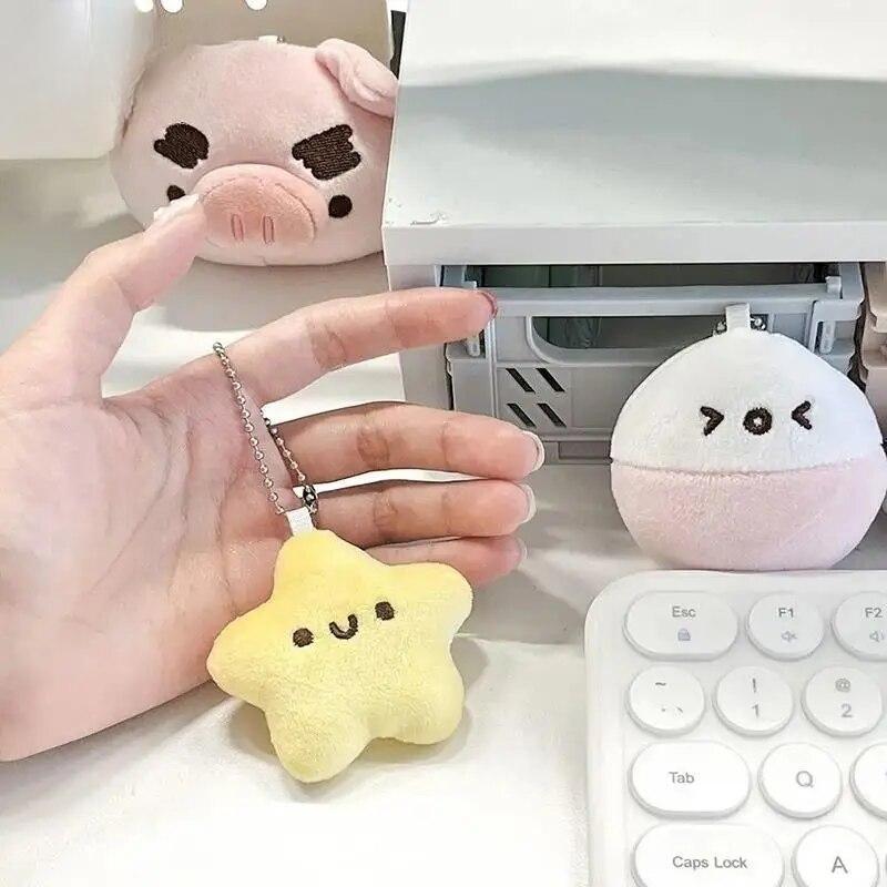 1PC Cute Stars Plush Toy Doll Squeak Keychain Fluffy Soft Stuffed Toy Backpack Bag Pendant Charms Adorkable Gift For Kids Girlfriend