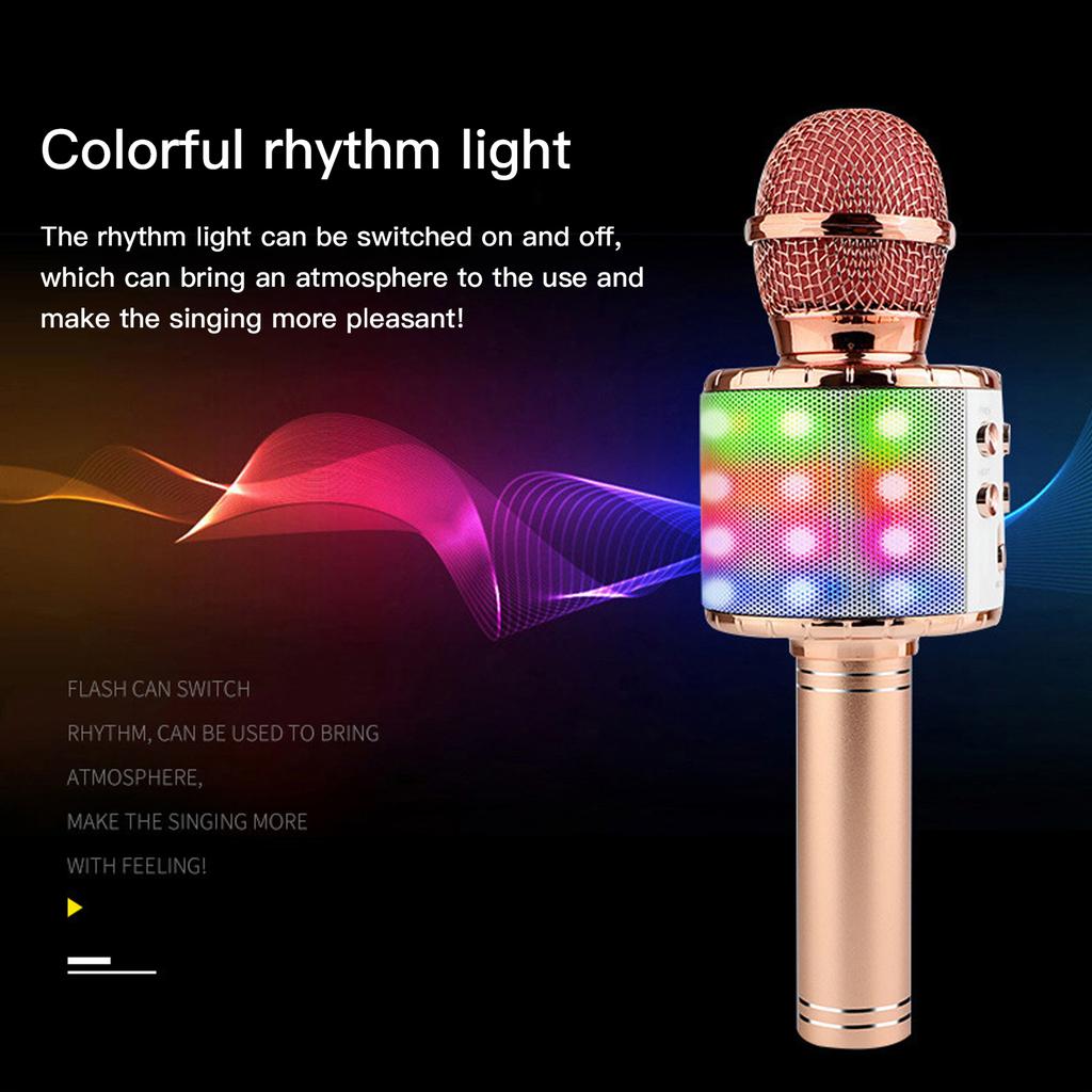 LED Flashing Wireless Condenser Mic 858L Speaker Pink