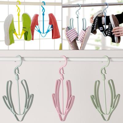 Rotatable Plastic Organizer Shoe Racks Storage Shelf Drying Hanger 2 Hooks
