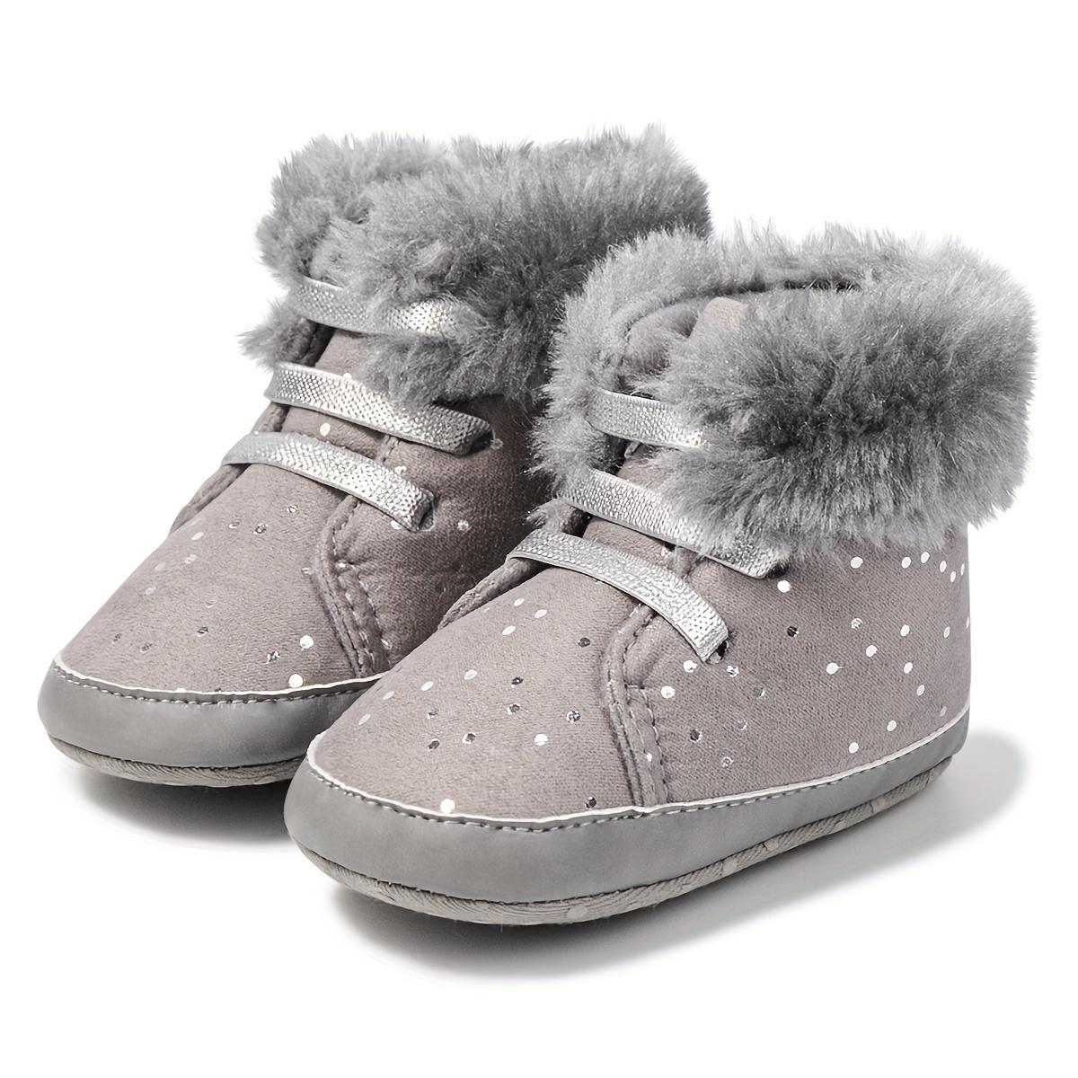 

Cozy Infant Girls Winter Boots - Soft, Warm, High-Top Boots with Lace-Up Closure, Non-Slip Sole, Round Toe Design,Winter Footwear|Soft Bottom Boots 11cm сірий