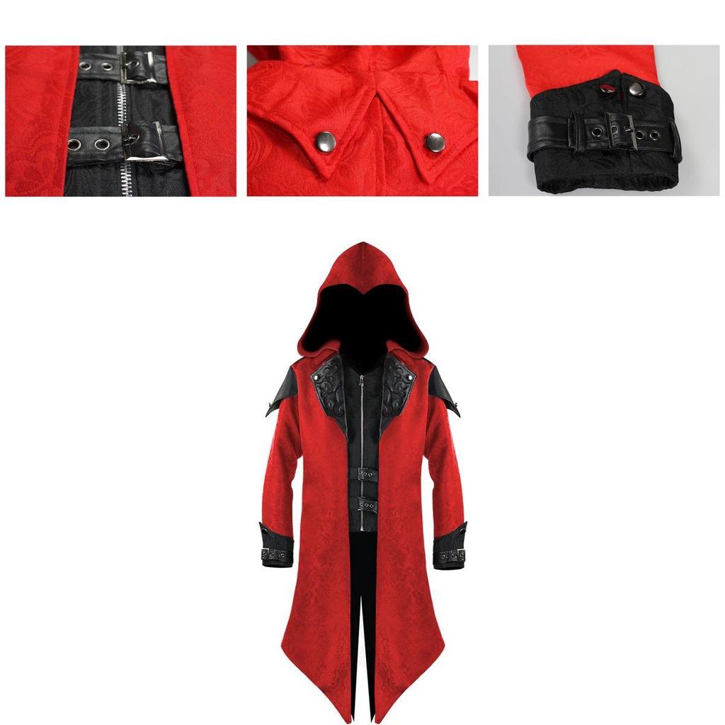 Stunning Medieval Halloween Retro Stitching Jacket For Men With Long Sleeves