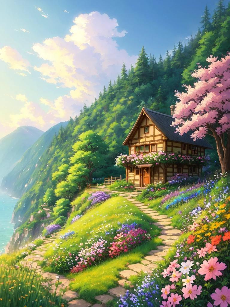 Dom Diamentowa Mozaika Krajobraz Haft Krzyżykowy Góra Cyrkonie Obraz Kwiat Malarstwo Ulica Ręcznie Robione