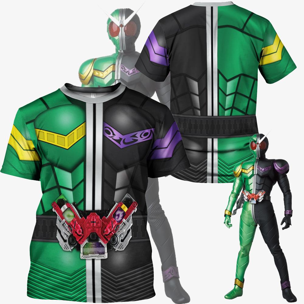Kamen Rider W CycloneJoker T-shirts Japanese Tokusatsu Cosplay 3D Print Kids Tees Summer Men/Women Harajuku Short Sleeve Y2k Top