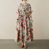 Vintage Květinové Bavlněné Letní Šaty Plus Size pro Ženy Ležérní Volné Dlouhé Krátký Rukáv Nové v Šatech