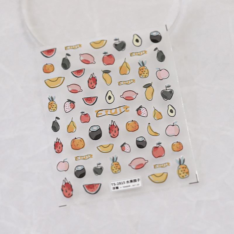 Fruit Party Nail Art Sticker Pineapple Pitaya Kiwi Fruit Apple Watermelon Strawberry Orange Pomegranate Peach Fig Manicure Decal