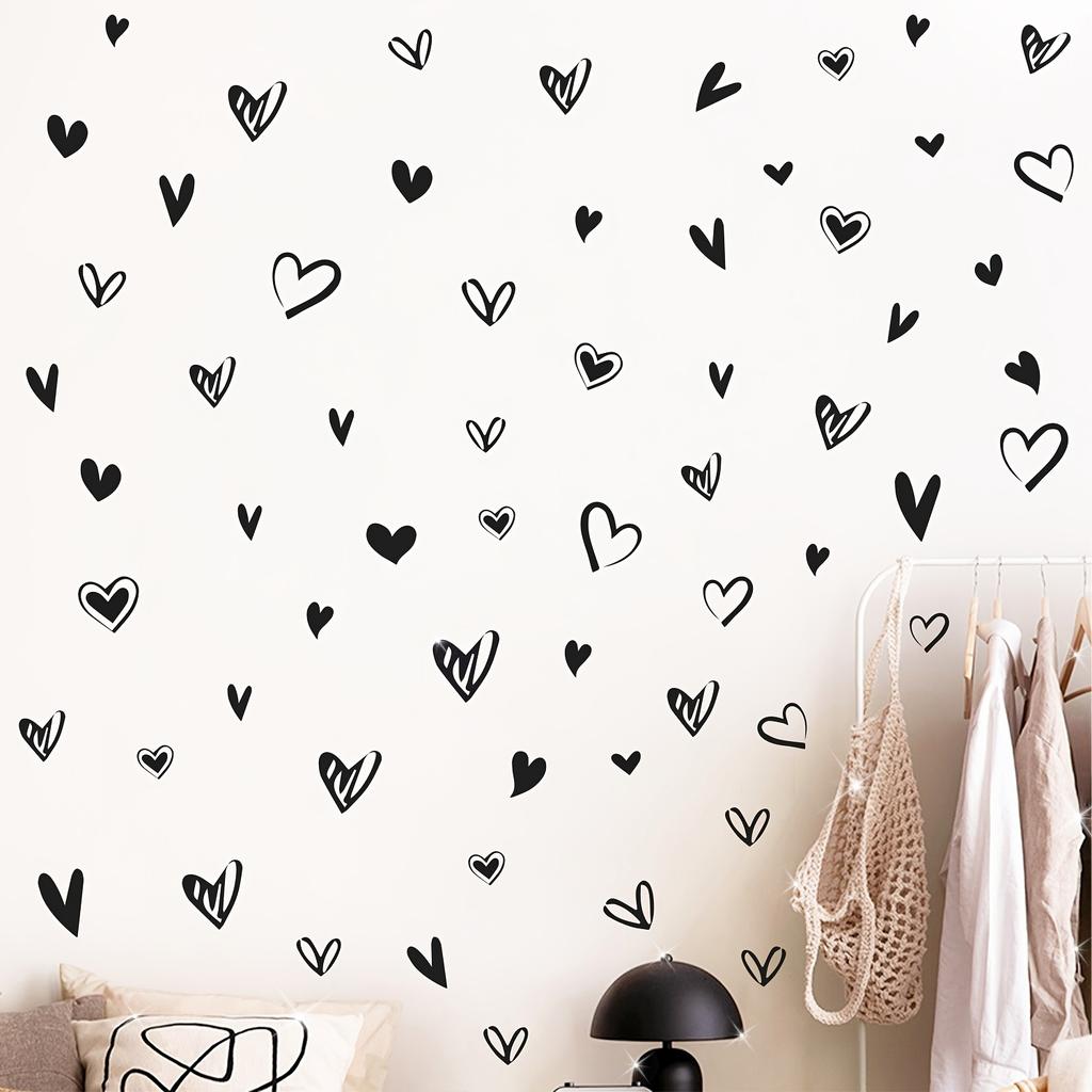 1pc Black Heart Wall Decals - Self-Adhesive Vinyl Heart-Shaped Stickers for Romantic Home Decor for Bedroom, Living Room, or Valentine's Day Wall Art