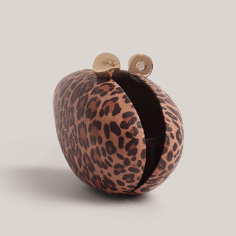 Leopard Print Wedding Pu Leather Evening Bag Crossbody New Bullet Fashion Clutch Shoulder Special Shape Women's Handbag Purses