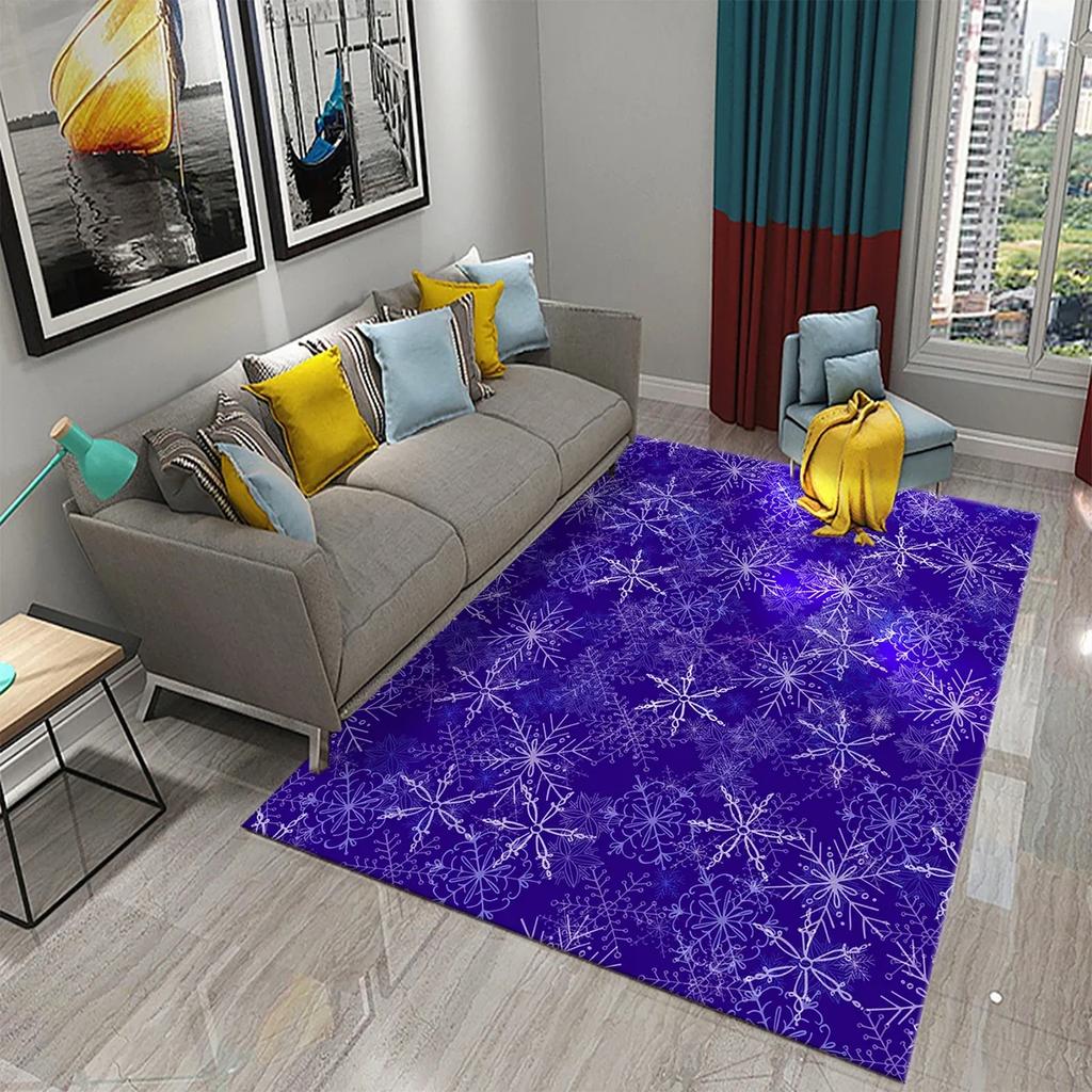 Lovely Cartoon Snowman Carpet Snowflake Rug Winter Snow Print Area Rugs Door Mat Yoga Mats Kids Bedroom Living Room Flat Mat