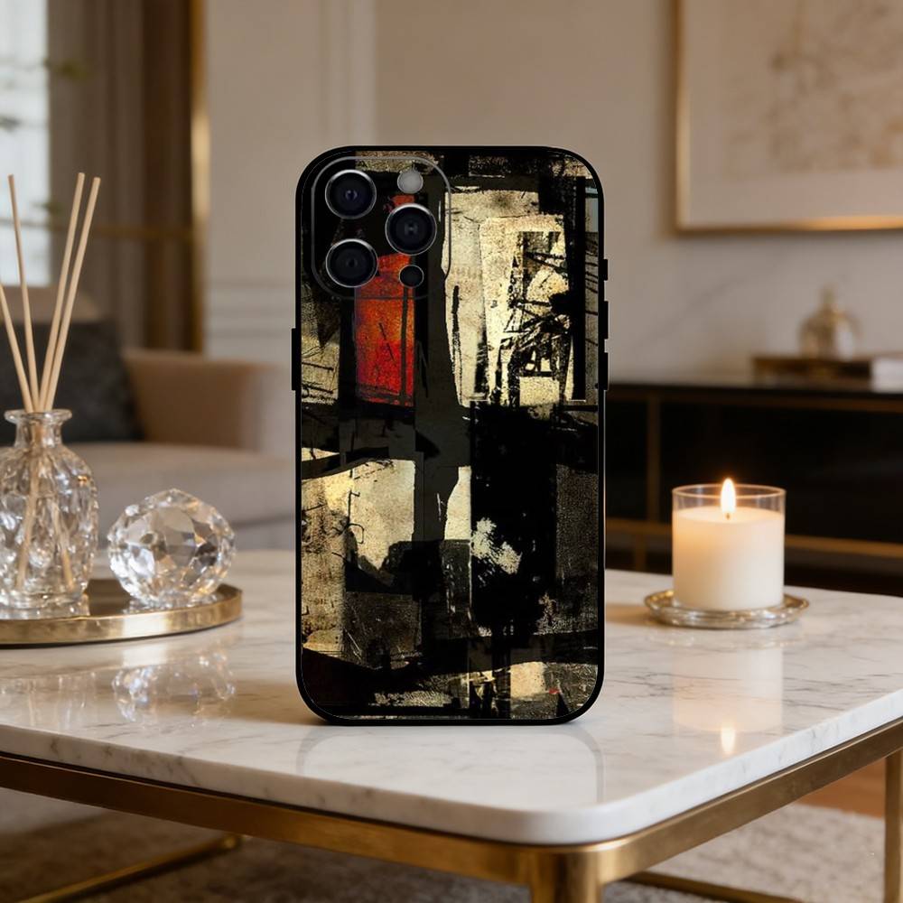 R-Retro Industrial Style Rusty Phone Case For iPhone 17 16 15 14 13 12 Max Plus Silicone Black Cover