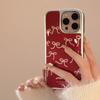 Wine Red Retro Iphone16 Suitable for Apple 15 Promax Mobile Phone Case 13 Red Bow 14 Drop Glue Huawei