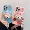 Winter Plush Filipino Button Lanyard Apple 16promax 15pro Fall proof Full Cover 13P Leather Pattern Mobile Phone Case