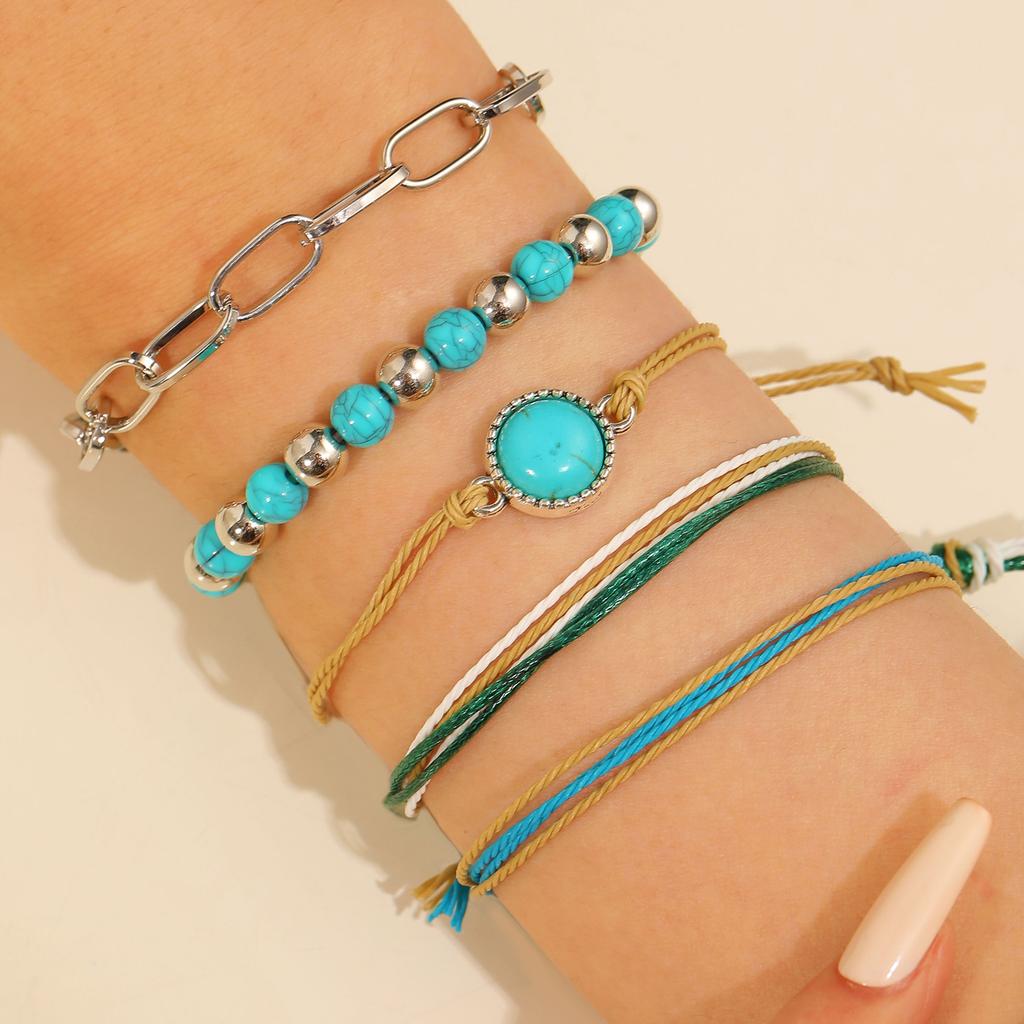 Vintage Mehrschichtiges Kettenarmband Set für Damen – Trendiger Europäischer Stil, Retro Minimalistischer Handschmuck, Grenzüberschreitende Heißverkauf Accessoires