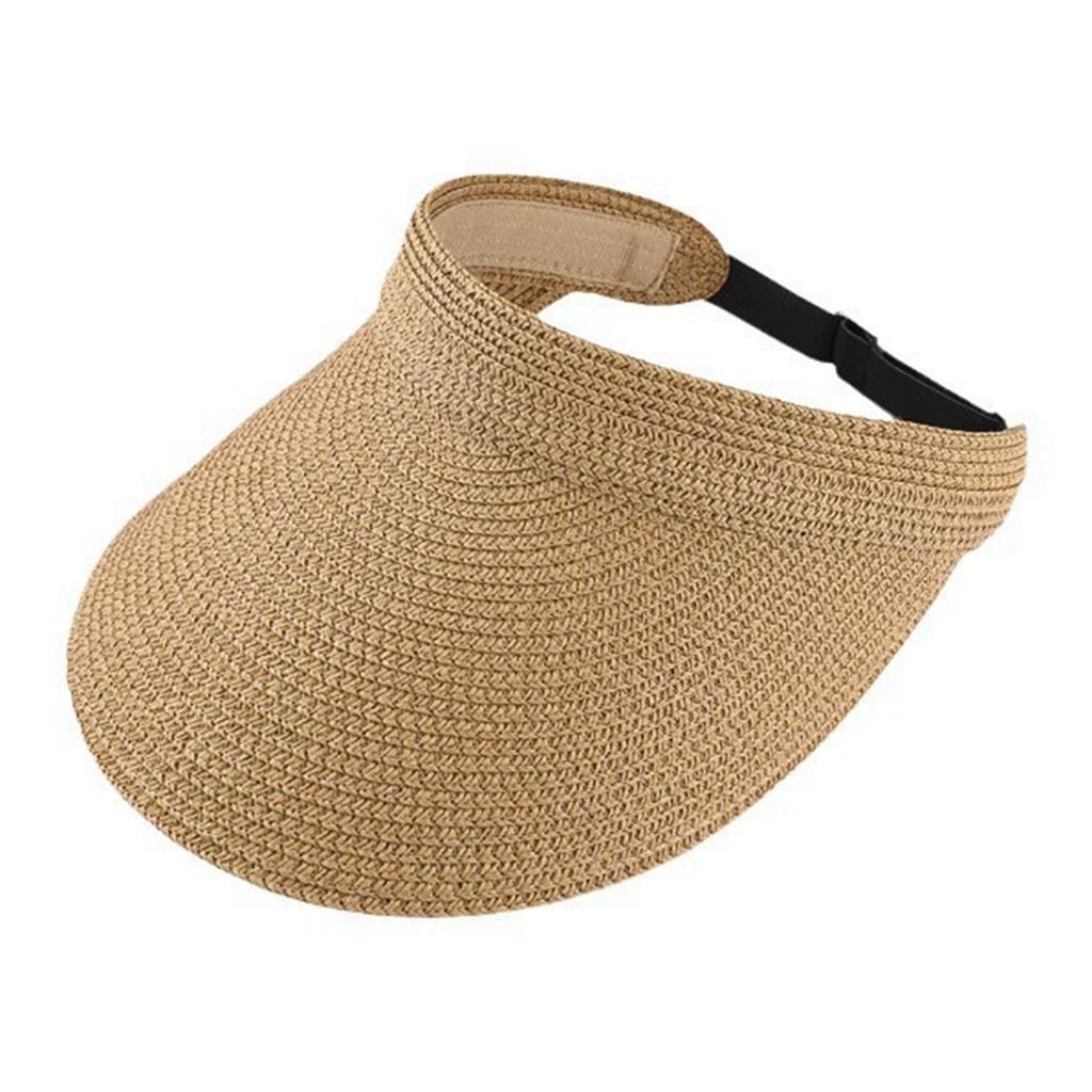 Straw Sun Hat with Ventilated Top for Beach, Wide Brim UV Protection Foldable Straw Hats for Women Outdoor Travel