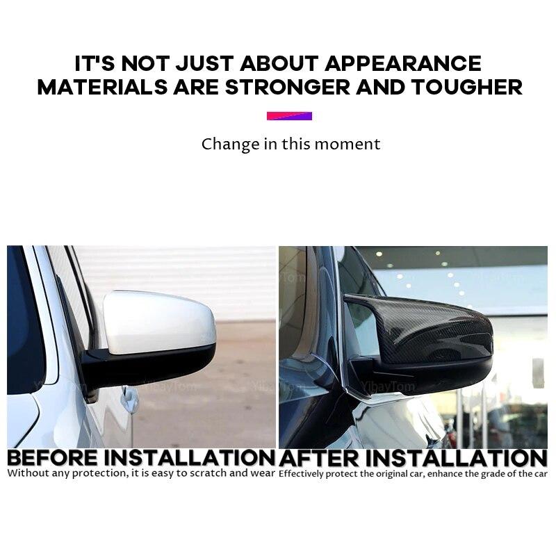 2pcs Side Wing Rearview Modified Car Styling Bright Black Carbon Fiber Pattern Mirror Cover Caps For BMW X5 E70 X6 E71 2008-2013