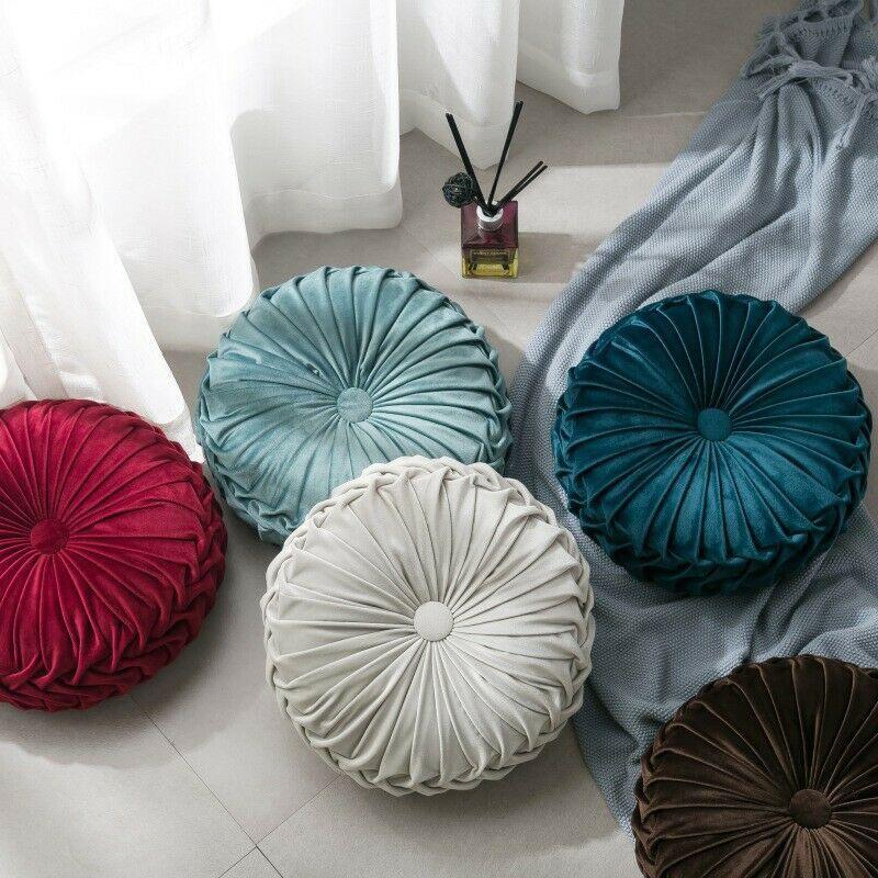 Luxurious Plush Pleated Round Pumpkin Pillow Soft Touch Couch Cushion Floor Decor