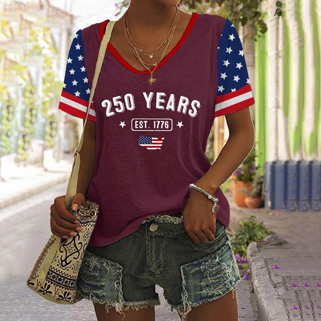 Women's Casual Printed Round Neck Pullover Short Sleeve Top