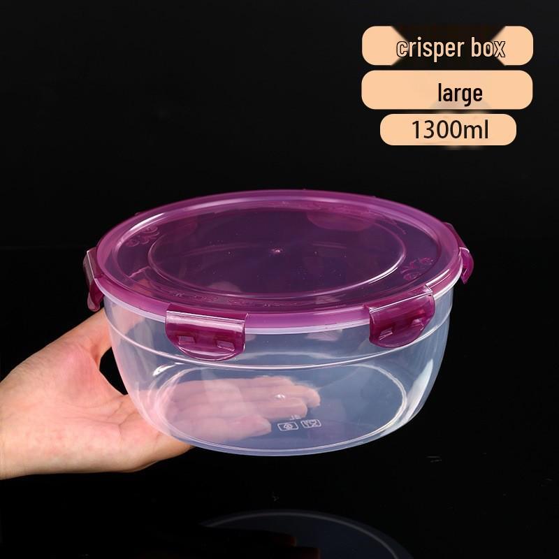 Round Sealed Plastic Food Storage Set—Microwave & Refrigerator Safe, Large Capacity, Ideal for Lunch and Instant Noodles.