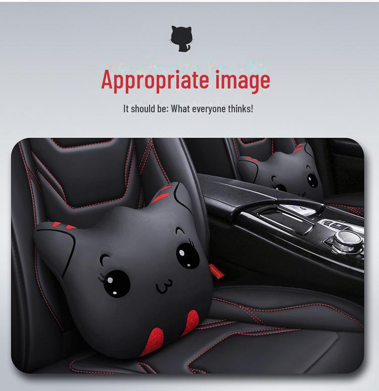 Cartoon Full Leather Female Car Seat Cushion - All-Season Simple Cover