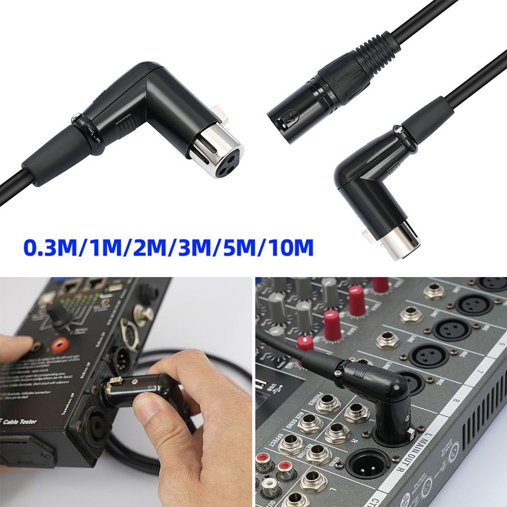 0.3/1/2/3/5/10M XLR 3 Pin Male To Female Microphone Cord Straight To 90 Degree Microphone Cable XLR Audio Mic Extension Cable