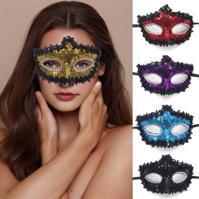 Koronkowa maska karnawałowa na patyku, motyl z cekinami, zakrywająca połowę twarzy, poduszka na oczy dla kobiet, na karnawał, bal wenecki, Halloween, imprezy cosplay