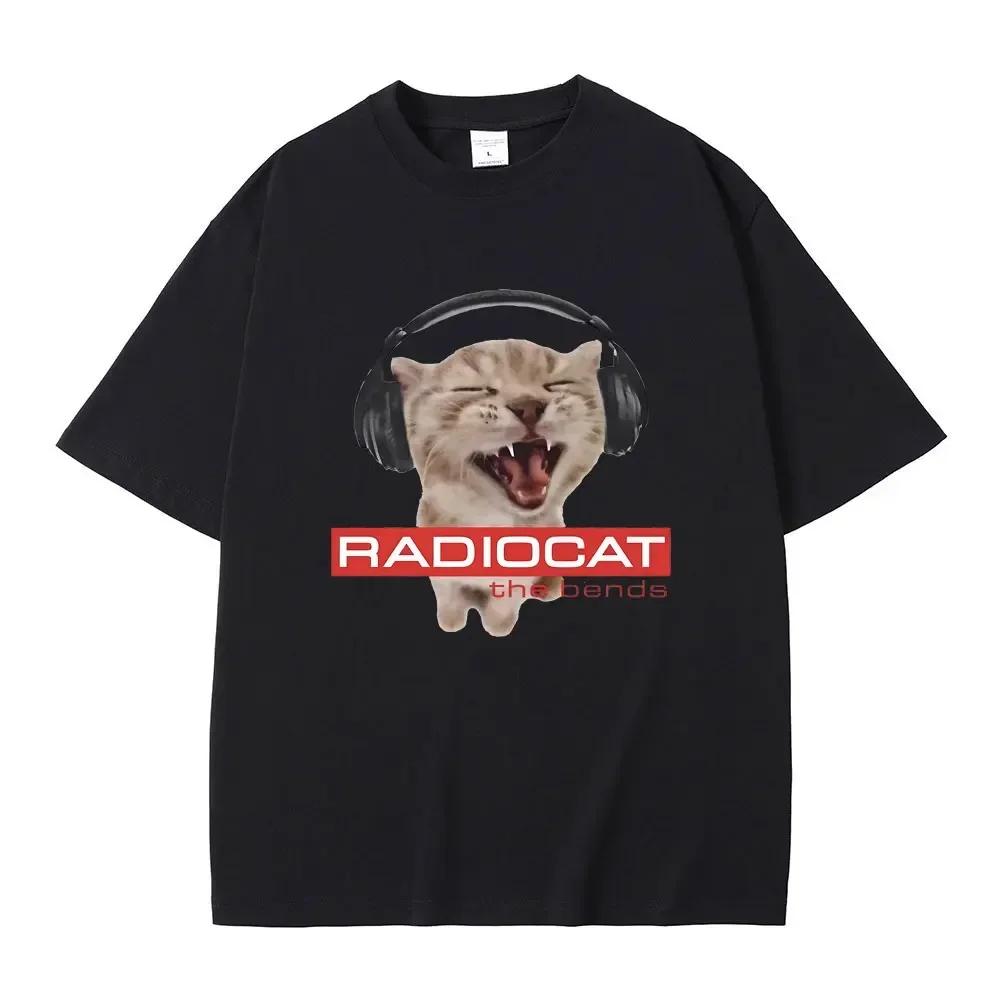 

British Rock Band Radiohead Funny Radiocat The Bends Print T-shirt Men Women Vintage Gothic Tshirt Male Meme T Shirt 4XL