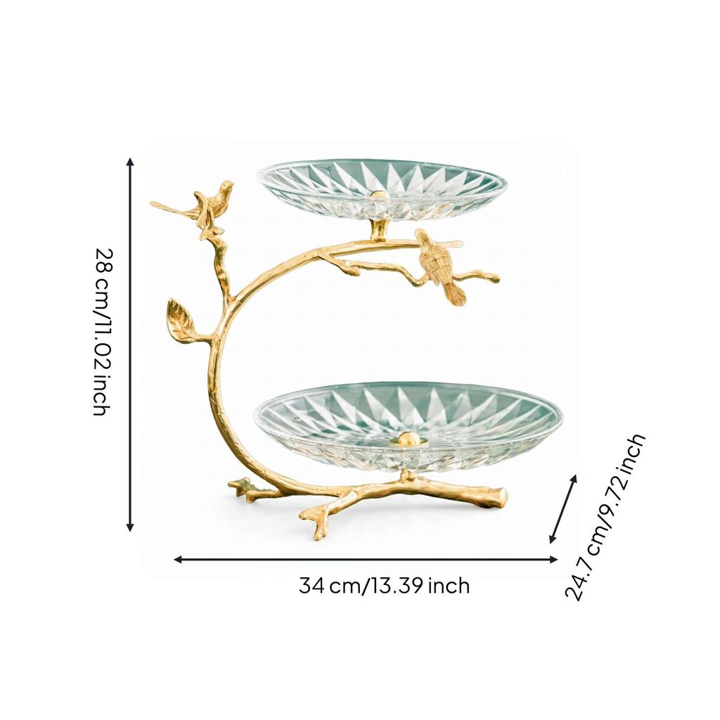 Two-Tier Fruit Tray Stand Two-Level-Tier Serving Footed for