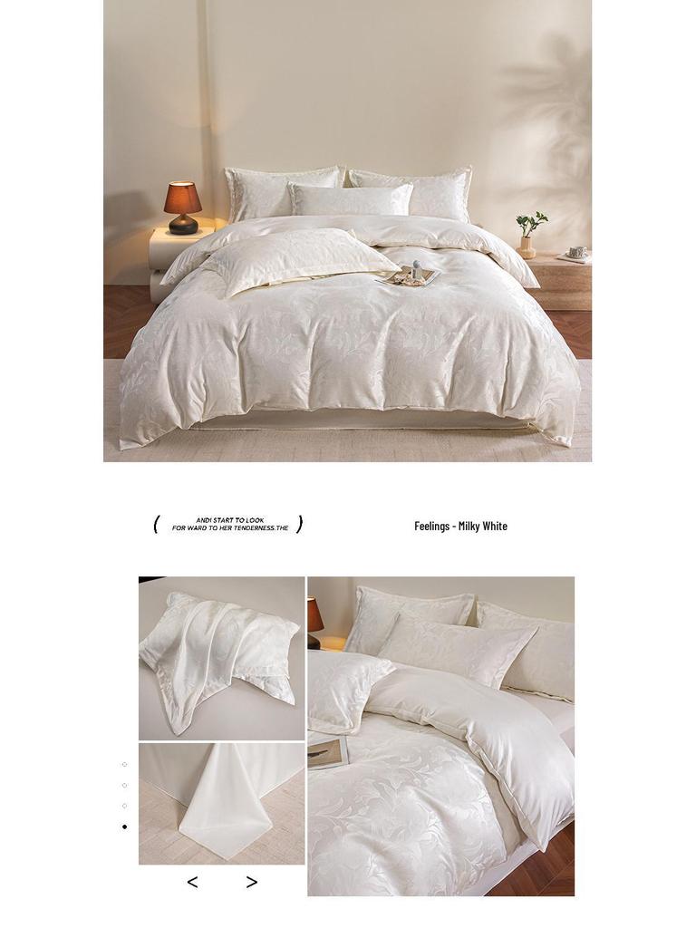 2026 Luxury Silk & Cotton Jacquard Bedding Set - Soft, Skin-Friendly & Comfortable