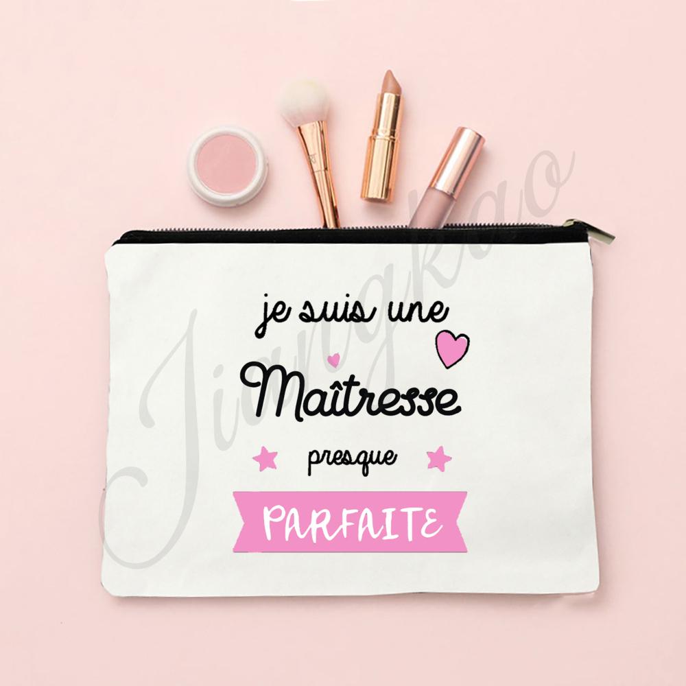 Thank Super Teacher Print Makeup Bag Travel Toiletries Storage Pouch School Pencil Bags Gift for Atsem Avs Aesh Maitress Maitre