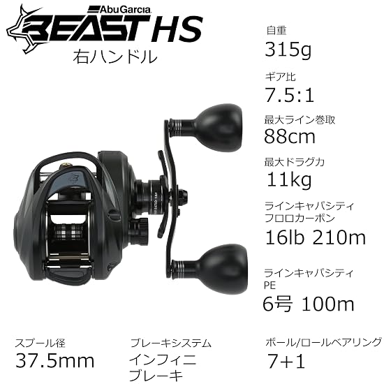 Abu Garcia Beast LP Beast 300 High Gear Baitcasting Reel Low Profile Bass Saltwater Monster Fish Big
