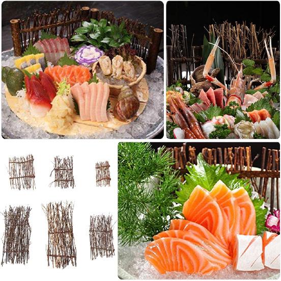 Cabilock 6PCS Japanese Bamboo Decoration Mini Fence Sashimi Serving Plate Decor Sushi Restaurant Desktop Ornaments Japanese Decoration