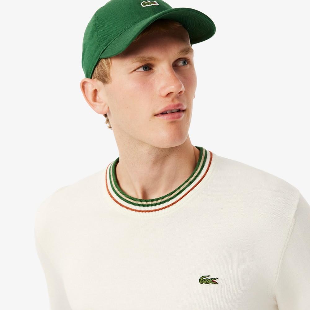 [Lacoste] Men's Tipped Cotton Crewneck Sweater AH5158-55NX0N