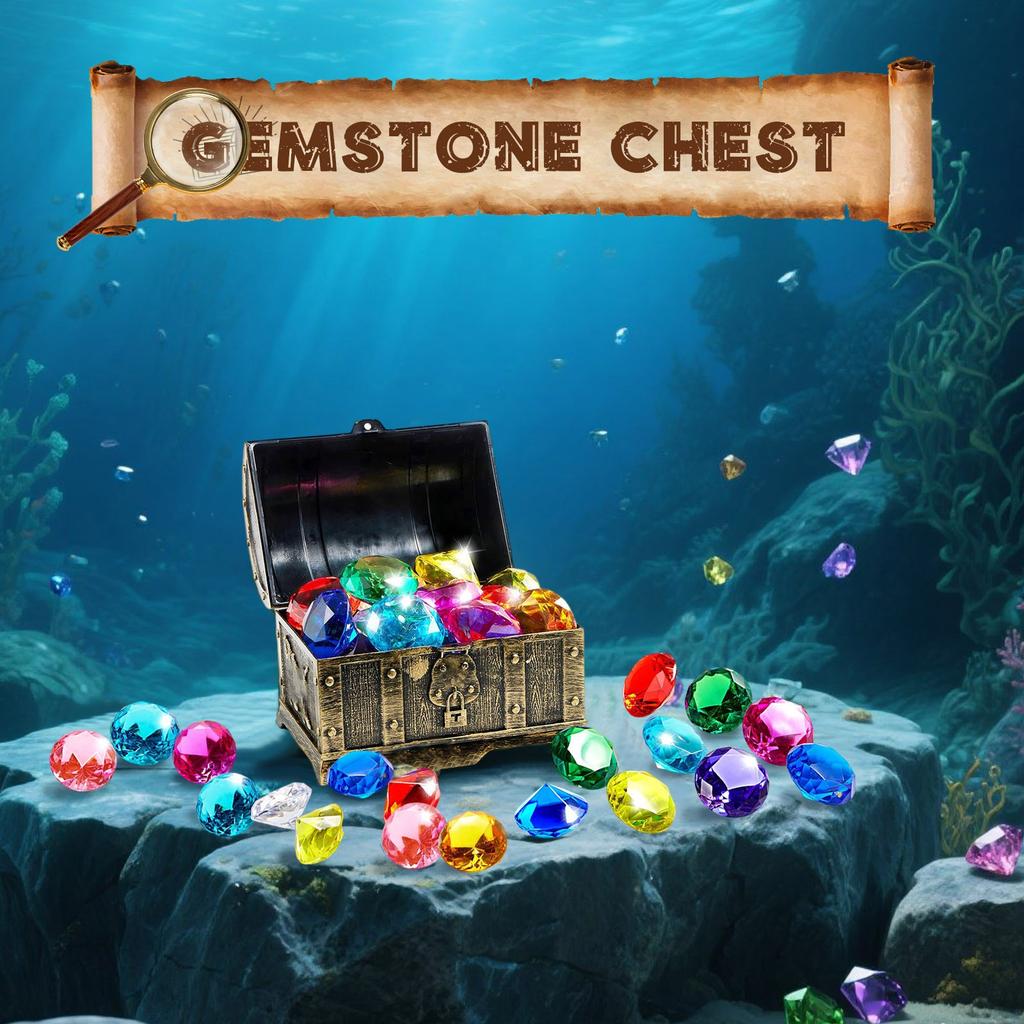 Diving Pool Toy Diamond Box Pirate Box Underwater Diving Throwing Toy Set Swimming Training Gift Toy